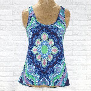 LOVERS & FRIENDS Tank Top Sleeveless Floral Boho Colorful Blue Summer SM
